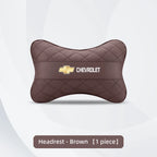 Nappa Leather Car Headrest Neck Pillow Waist Cushioning For Chevrolet Spark Captiva Cruze Malibu Equinox Trax Camaro Blazer