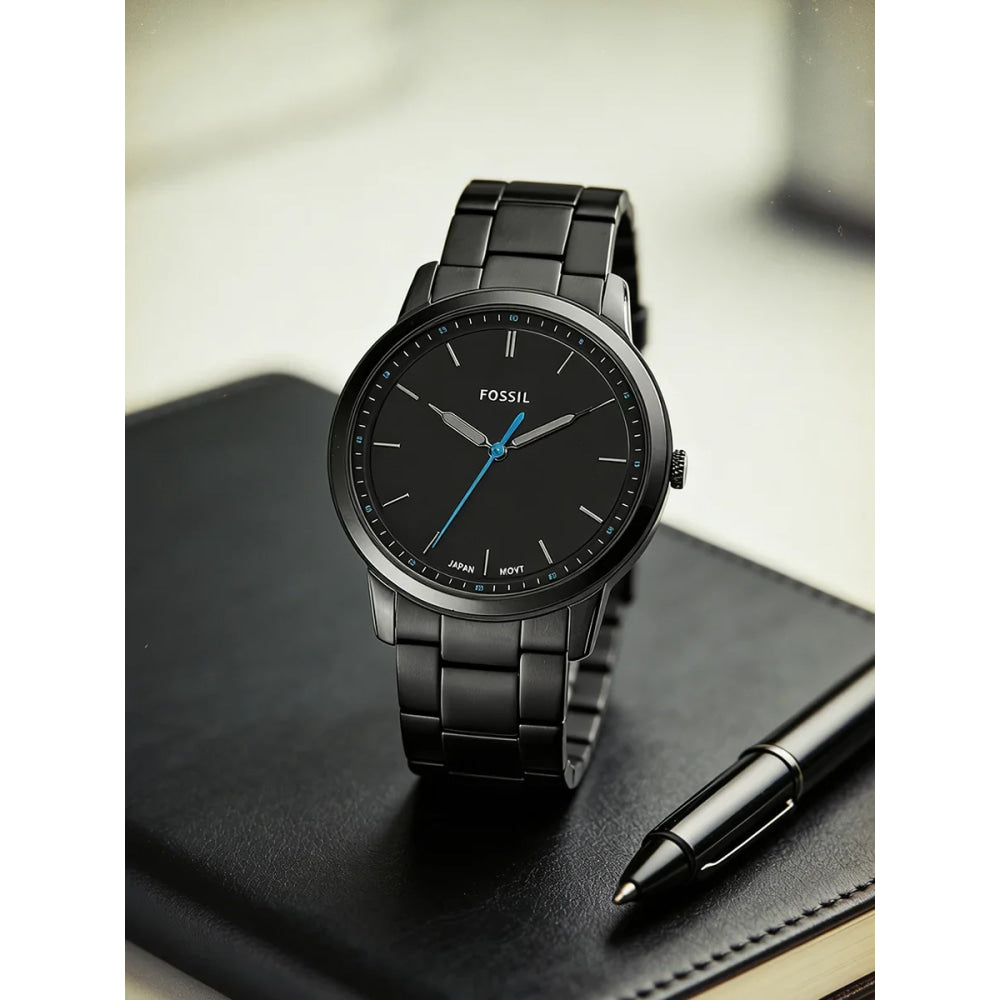 Fossil Minimalist Men's Quartz Watch Ultra Thin Black Stainless Steel Business Luxury Waterproof Wristwatch FS5308
