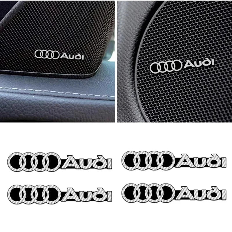 3D Aluminum Car Audio Logo Speaker Emblem Badge Sticker For Audi A3 A4 A5 A6 A7 A1 Q2 Q4 Q3 Q5 Q7 Q8 S3 S4 S5 S6 TT Accessories