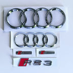 Modified Sticker for Audi RS3 2016 2017 2018 2019 2020 Sline Emblem ABS Glossy Black Silver Car Front Grille Rear Trunk Badge