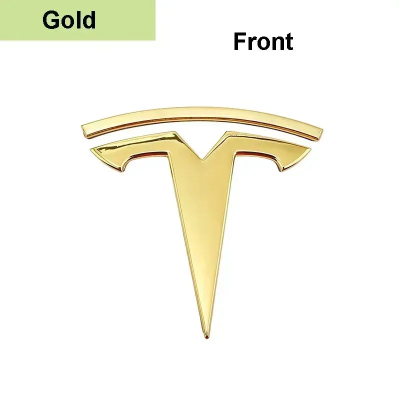 CAR Tesla Model 3 Mode Y Zinc Alloy Car Front Hood Logo Sticker Styling Auto Body Rear Trunk Emblem with Radian Accessories
