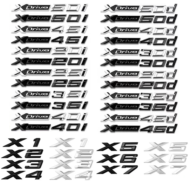 3D Xdrive 20d 30d 35d 40d 50d 20i 25i 30i Car Fender Emblem Trunk Badge Sticker For BMW  X1 X3 X4 X5 X6 X7 Logo Accessories