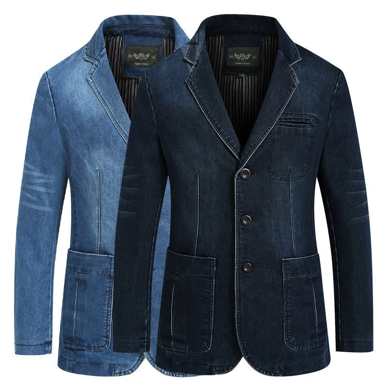 2025 spring and autumn new denim suit men casual loose large size youth denim suit jacket Fashion classic style