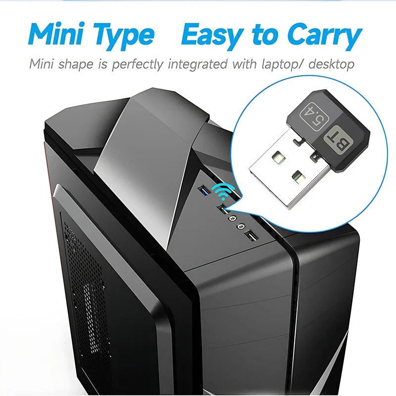 Upgrades Mini USB Bluetooth 5.4 Dongle Adapter WIreless Transmitter Receiver For PC/Laptop Driver Free For Win10/11 Driver Free