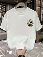 The latest 100% classic printed loose-fitting short-sleeved shirt is a high-quality top suitable for both men and women.