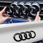 Audi silver/black four ABS car front emblem badge and rear trunk emblem badge sticker suitable for Audi A6 A7 A8 A4 A3 A1 Q7