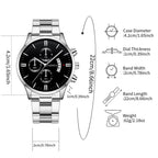 2 uds relojes de negocios para hombres reloj de cuarzo con banda de acero a la moda reloj con calendario masculino pulsera reloj Masculino (sin caja)