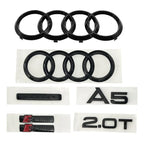 for Audi A5 2010-2019 2020-2024 2.0T S Line Quarrto Sticker 4Ring ABS 192mm 273mm 249mm Car Front Emblem Rear Trunk Decoration