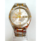 ORIENT Men's Two-Tone Stainless Steel Watch Green Dial Luminous Hands Day-Date Display AAA Crystal Analog Wristwatch