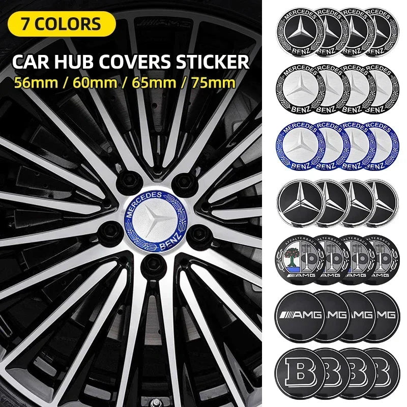 56mm 60mm 65mm 75mm Car Wheel Center Hub Caps Cover Rim Exterior Sticker For Mercedes Benz A B C E Class GLC GLK GLE GLA CLA GLB