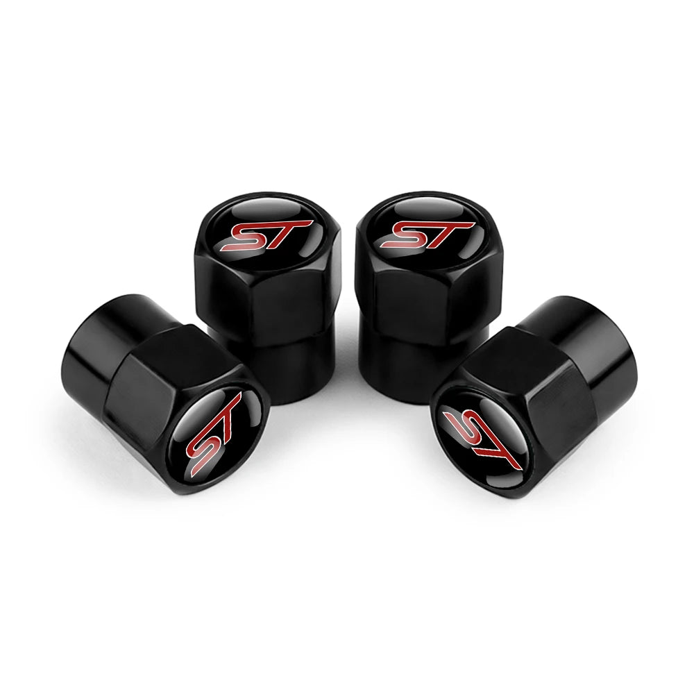 4pc Mustang Logo Tire Valve Caps Aluminum Alloy Dustproof Car Wheel Air Stem Cover For Ford Focus ST Mk7 Everest Kuga Fiesta Mk3