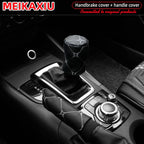 2 sets PU leather embroidered large lattice comfortable car handbrake cover handle set manual transmission car general purpose