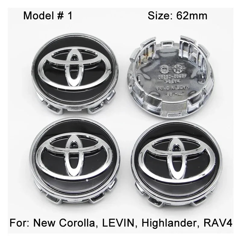 4Pcs 57/62mm Car Wheel Center Hub Cap Rim Cover For Toyota Corolla RAV4 LEVIN Yaris C-HR Camry Prius Prado  Car Auto Accessories