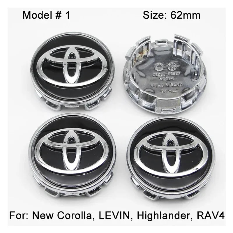 4Pcs 57/62mm Car Wheel Center Hub Cap Rim Cover For Toyota Corolla RAV4 LEVIN Yaris C-HR Camry Prius Prado  Car Auto Accessories