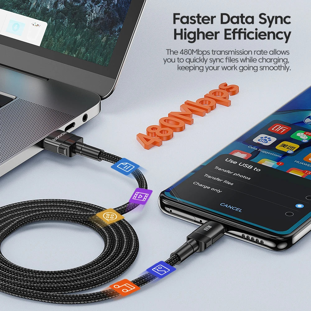 Toocki 6A Cable USB a tipo C para Huawei Xiaomi PD 100W cargador de carga rápida Cable de datos USB C carga rápida para Samsung Oneplus