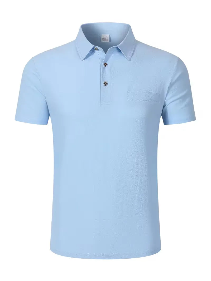Men's Linen Blend Short Sleeve Polo Shirt Button Placket Chest Patch Breathable Casual Golf Business Work Daily Tops for Men