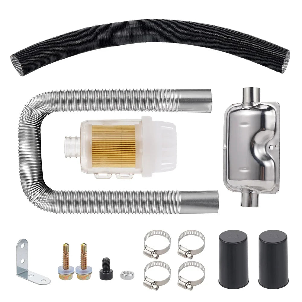 Heater Exhaust Set Exhaust Pipe Muffler Parking Heater Exhaust Kit Air Filter Intake Pipe Set 12V24V220V 2KW5KW8KW Universal