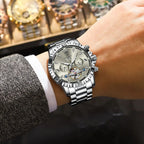 POEDAGAR Luxury Men Wristwatch Hollow Tourbillon Luminous Date Week Man Clock Automatic Mechanical Stainless Steel Men's Watches