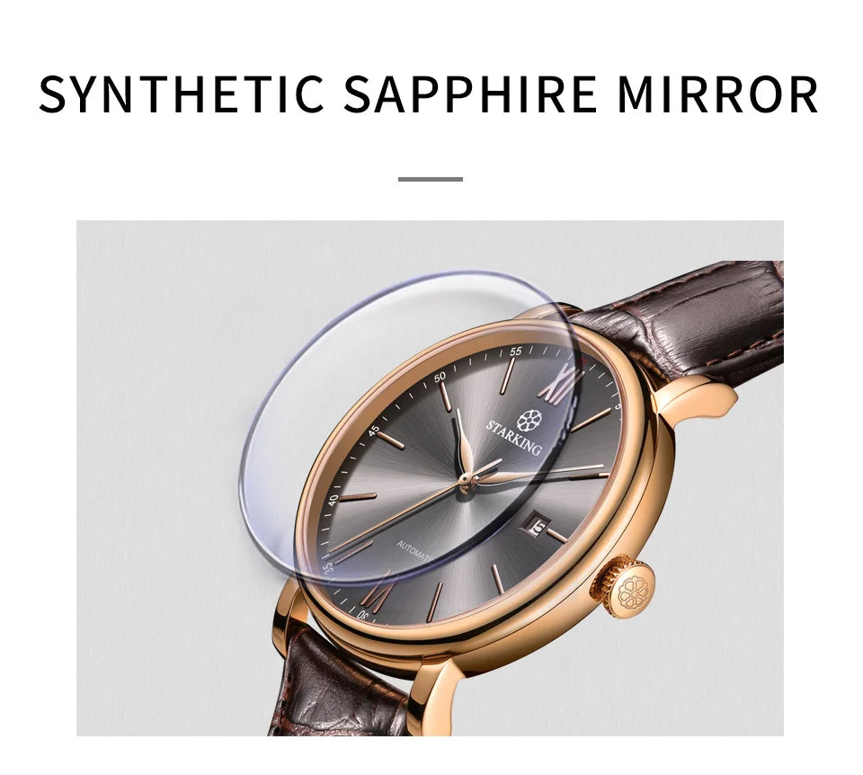 STARKING Sapphire 8215 Automatic Watch Fashion Sports Business Casual Wristwatch Waterproof Wear-resistant Watch Gifts for Men
