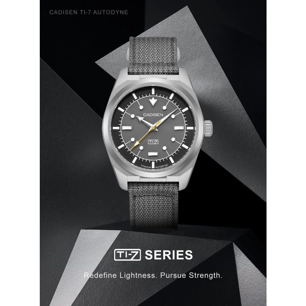 CADISEN TI-7 Autodyne 2026 NEW Titanium Automatic Mechanical Watch Man Canvas Wristwatch MIYOTA 8215 Luminous Waterproof Watches