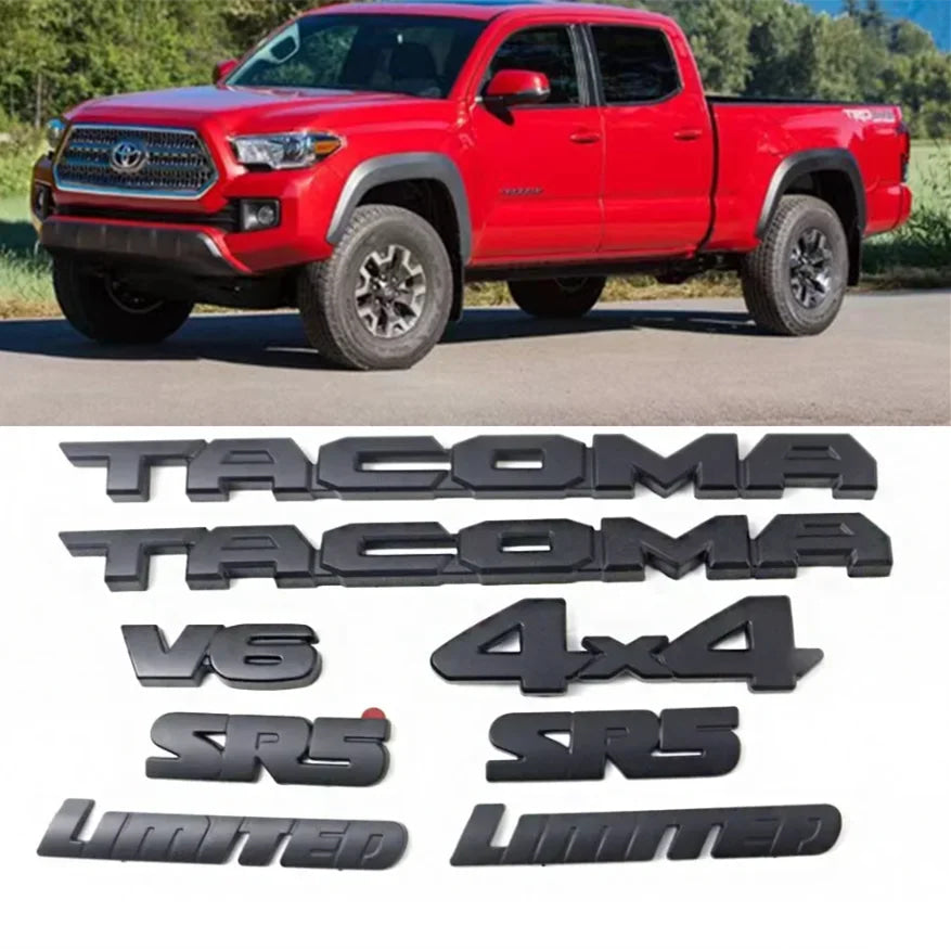 8pcs car logo ABS covering Tacoma V6 SR5 Trunk Car Door Tailgate For Toyota Tacoma covered vehicle label 4X4 limtrd accessories
