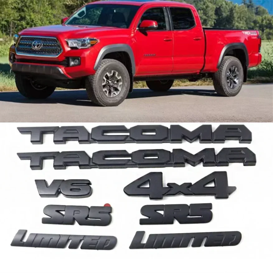 8pcs car logo ABS covering Tacoma V6 SR5 Trunk Car Door Tailgate For Toyota Tacoma covered vehicle label 4X4 limtrd accessories