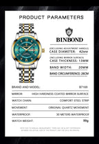 BINBOND Top Brand Luxury Fashion Watch Men 3ATM Waterproof Date Clock Sport Watches Mens Quartz Wristwatch Relogio Masculino