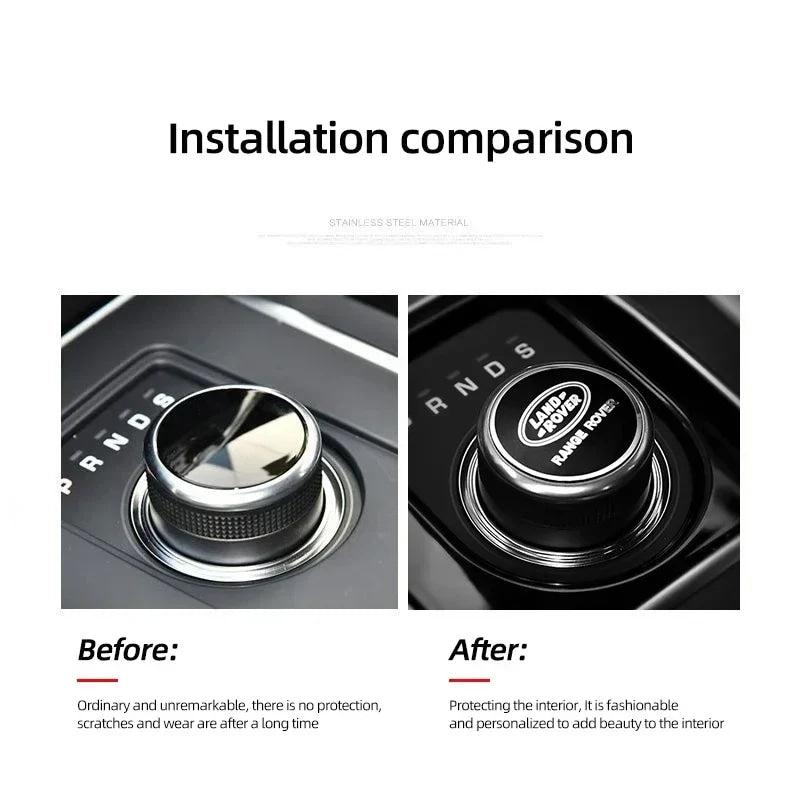 Shift Knob Decoration Metal Cover Car Console Button Sticker For Land Rover Discovery 2 3 4 Range Rover Freelander SV SVR Velar