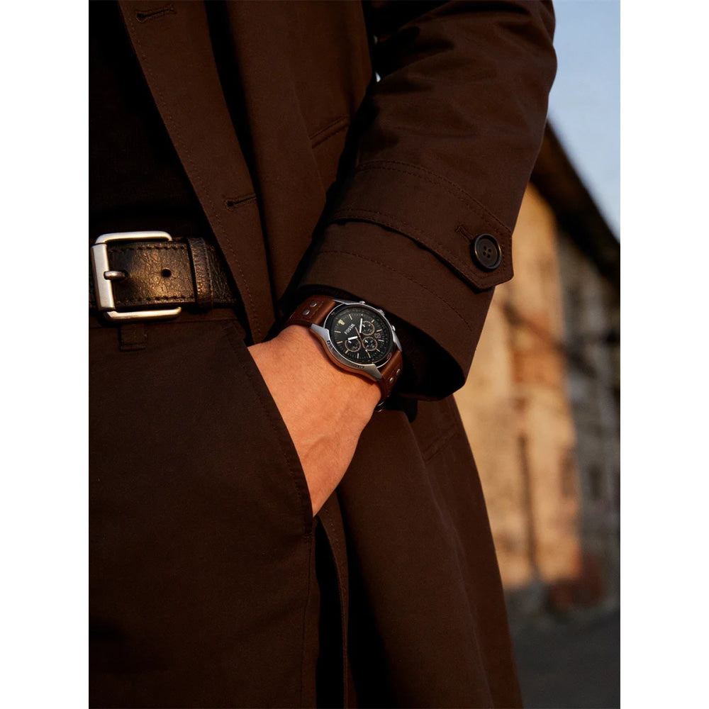 Fossil Coachman CH2891 Mens Watch Chronograph Black Dial Genuine Brown Leather Strap Sport Quartz Wristwatches Top Luxury