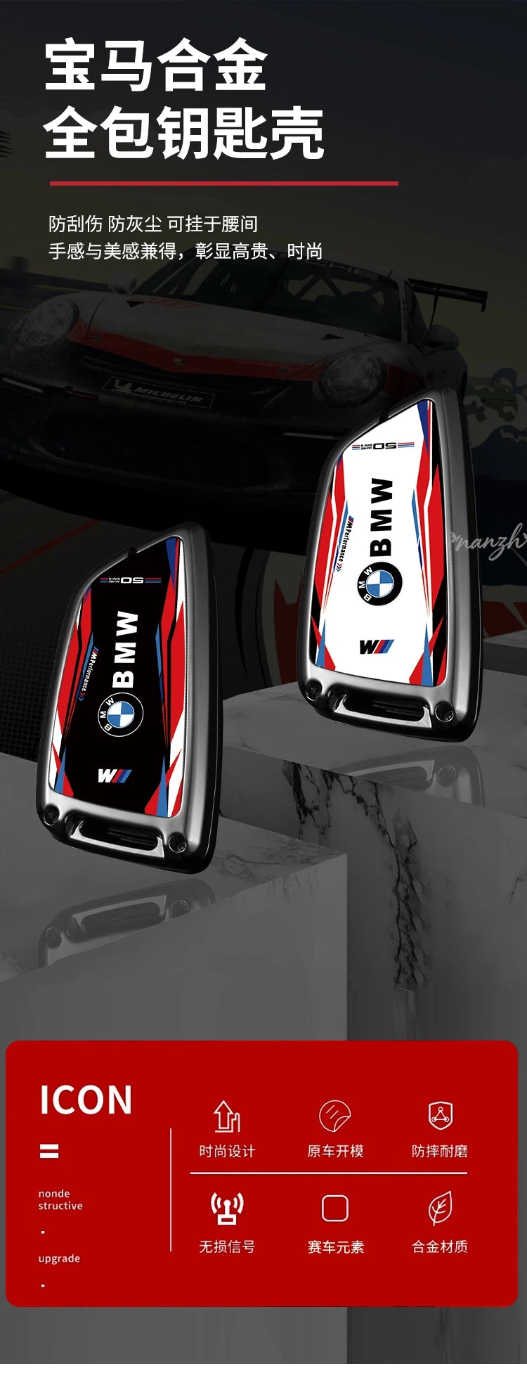 Car Remote Key Case Cover Shell Protector For BMW M Performance F30 F20 F10 F18 F22 F01 X3 X4 F06 F02 M3 M5 Auto Accessories