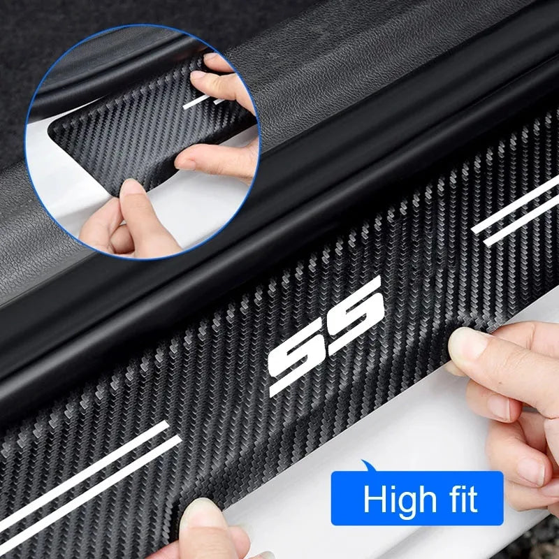 Carbon Fiber Car Stickers Door Sill Protector Bumper Protection Tape for Chevrolet SS Sport Cruze Camaro Captiva Aveo Lacetti