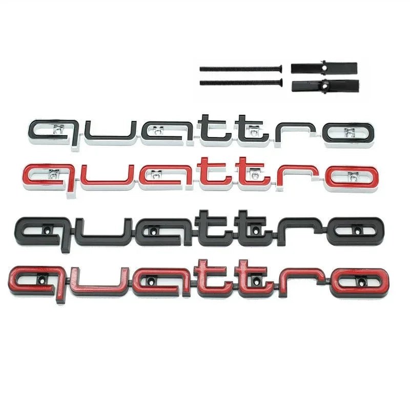 1Pc Audi Quattro Front Grille Emblem 3D ABS Car Emblem Sticks For A3 A4 A5 A6 A6L A8 Q3 Q5 Q7 S3 S4 S5 RS3 RS4 RS6 Accessories