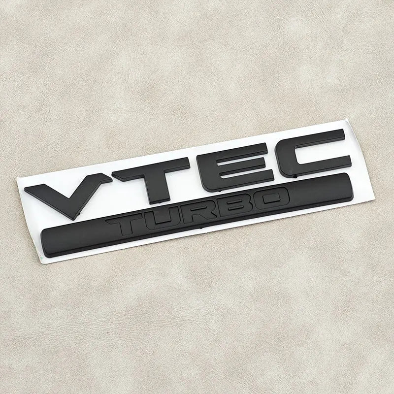 3D ABS Chrome Black Letters VTEC TURBO Logo Badge Emblem Car Rear Trunk Sticker for Honda Civic Accord CRV Auto Accessories