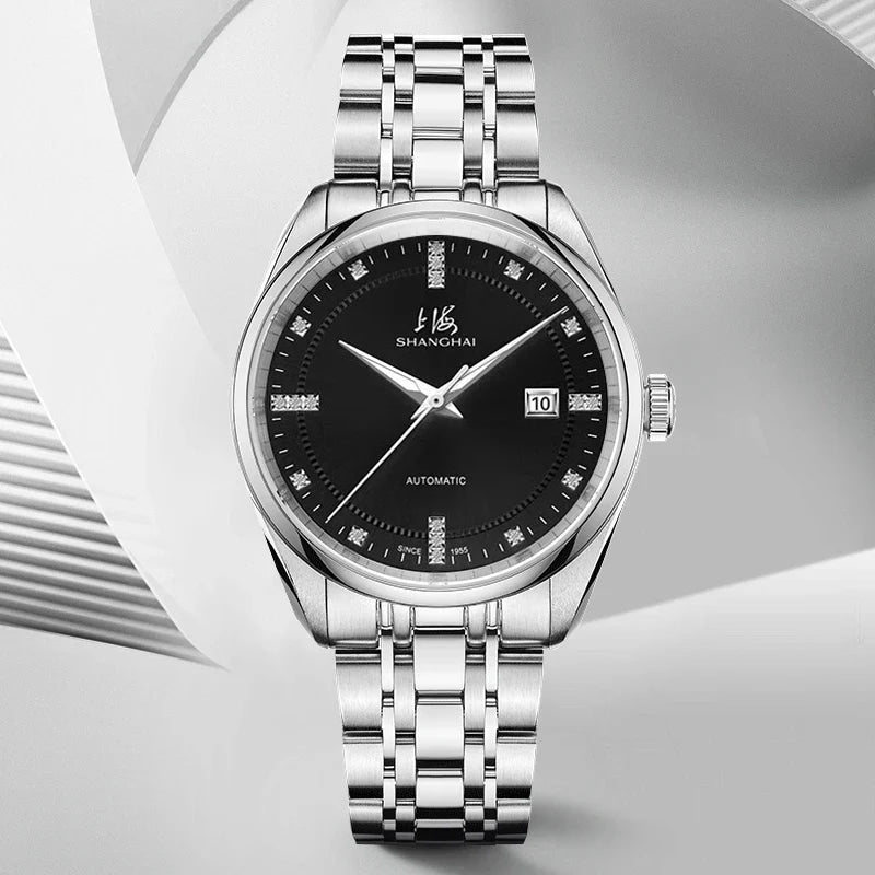 Shanghai Watch Calendar Mechanical Men's Watches 40mm Automatic Watches 316L Stainless Steel 50M Waterproof reloj hombre SH3007