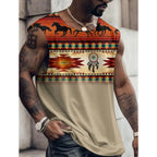 Summer New Men's Vest T Shirt Patterned Tribal Round Neck Clothing Daily Fitness Sports Vintage Sleeveless Printed Ethnic Tops