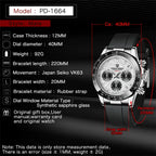 40mm New V2 PAGANI DESIGN Classic fashion Men Quartz Watches Sapphire Retro Chronograph Stainless Steel Waterproof Watch for Men