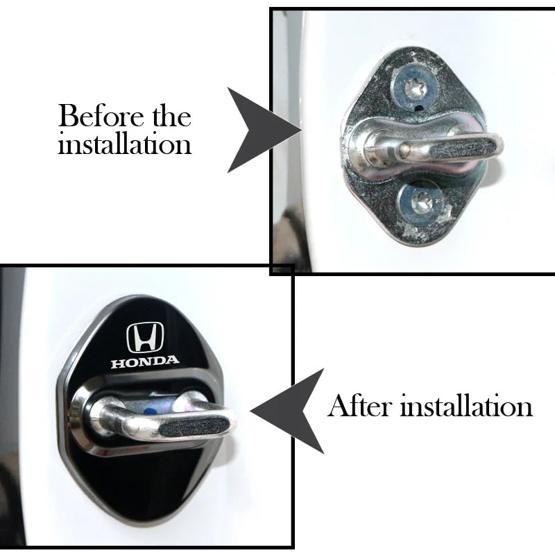 Stickers 4Pcs Car Door Lock Cover Stainless Steel Protector Cap For Honda Odyssey Spirior CR-V Civic HR-V City Accord