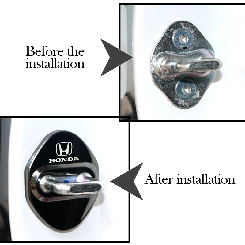 Stickers 4Pcs Car Door Lock Cover Stainless Steel Protector Cap For Honda Odyssey Spirior CR-V Civic HR-V City Accord