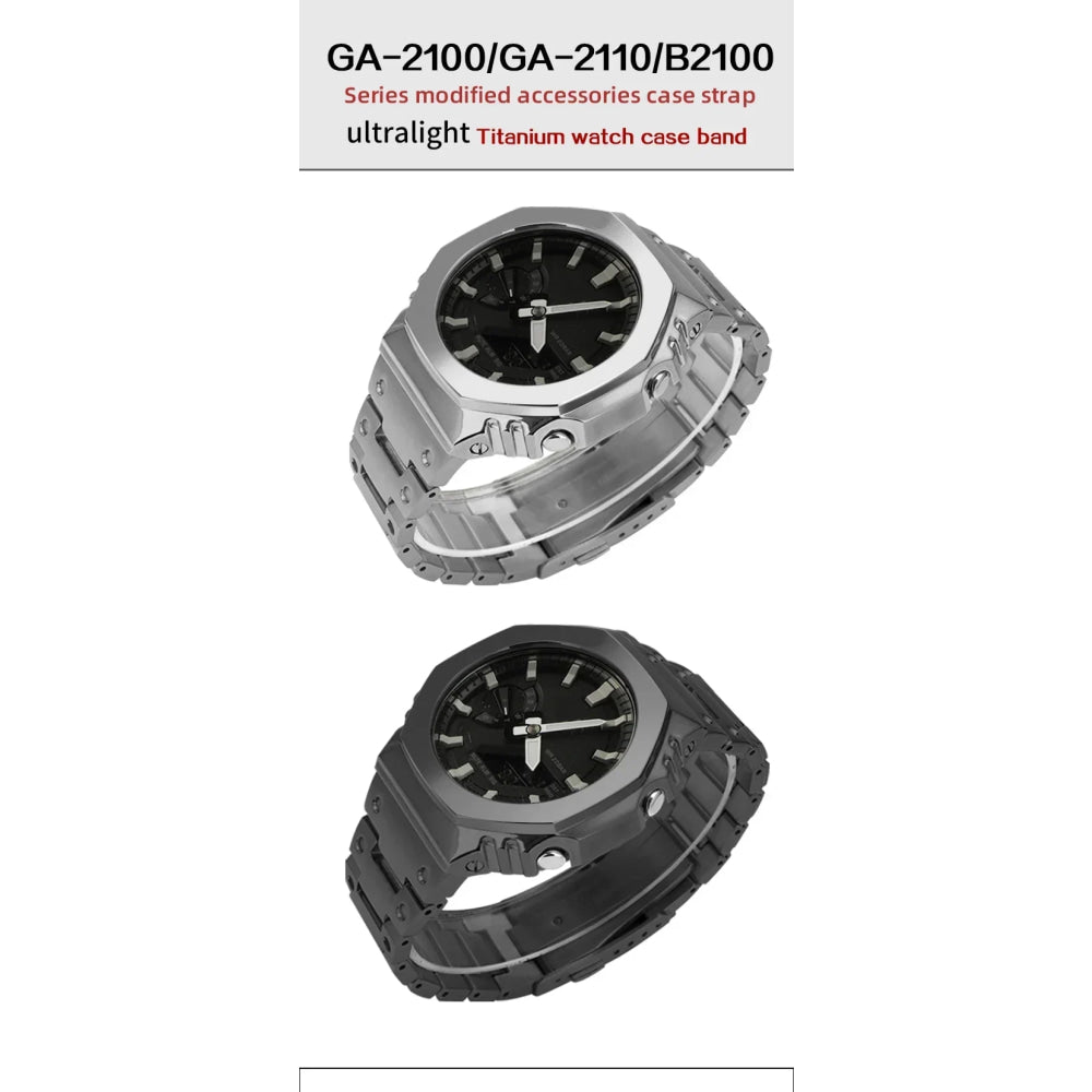 Modification Kit Titanium Case Strap for Ga-b2100 Ga 2100 Ga2110 Casioak Watchband Accessory Refit Bezel Frame No Etching Screws