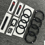 Car Front Hood Grill Emblem Rear Trunk Badge Sticker for Audi Q5 2014-2019 4 Ring Logo Q5 Sticker Quarrto Sline Side Decoration
