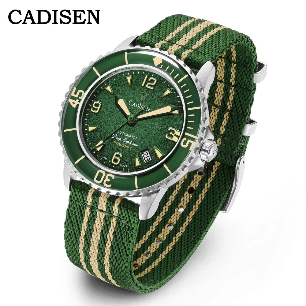 CADISEN Deep Explorer 2025 New Automatic Mechanical Watch Man Canvas Strap Wristwatch MIYOTA  Luxury Luminous Waterproof Watches
