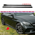 For 2015+ Mercedes-Benz Accessories W205 C63 C43 4Doors AMG C-Class Side Skirt Extension Diffusor 8Pcs ABS Lip