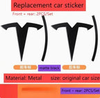 metal For Tesla- Car Front Emblem Rear Trunk Emblem Suitable for Model 3 Mode Y logo replacement rear and rear logos blackening