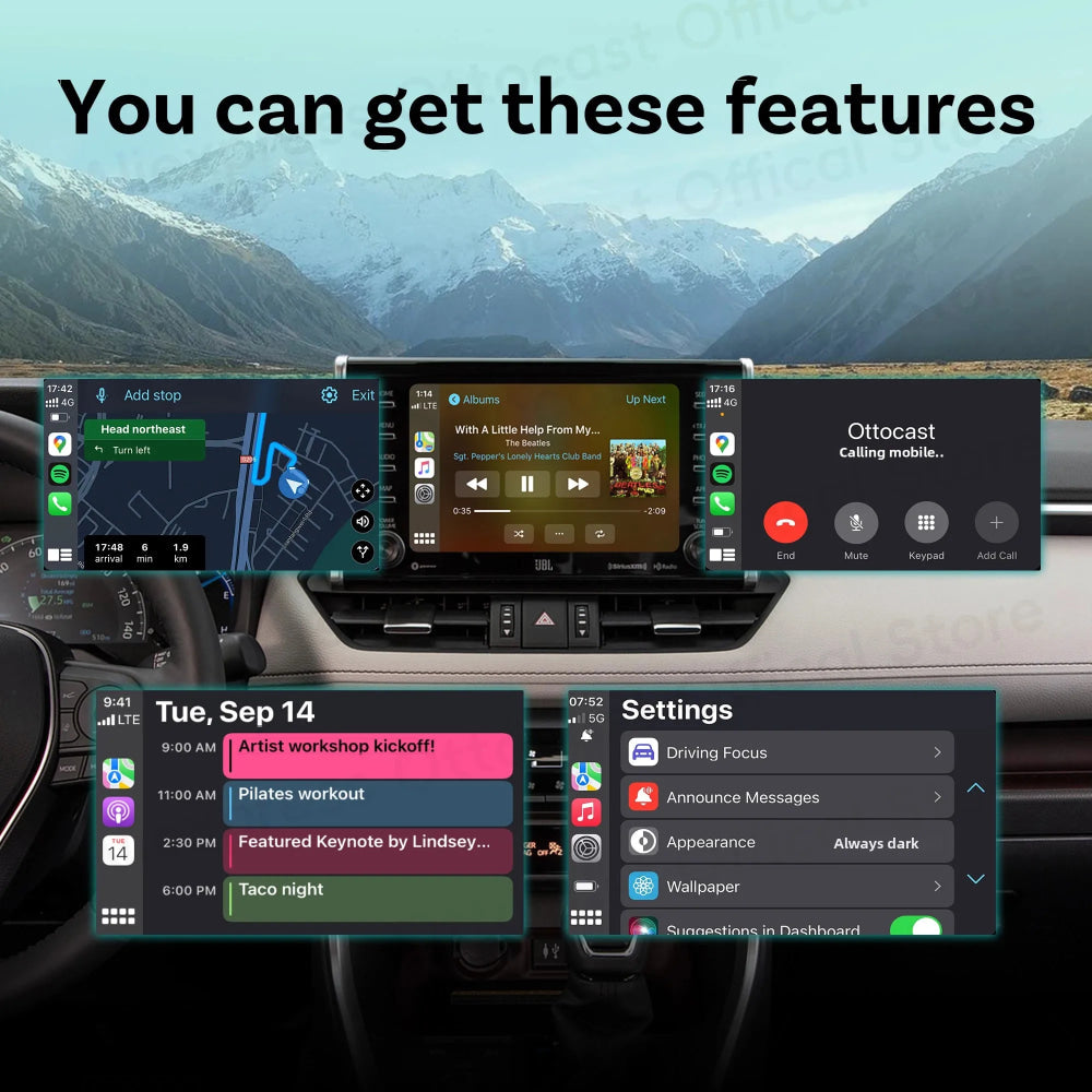 OTTOCAST Play2Video Express Wireless CarPlay Android Auto Adapter for Youtube Netflix for Volvo Chevrolet VW CarAccessorie