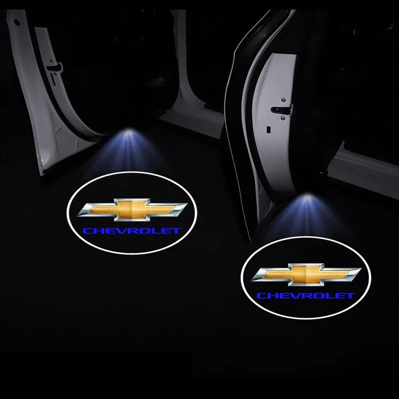 LED Car Door Welcome Light Decoration Light Car Badge logo For Chevrolet Onix Cruze Silverado Impala Equinox Malibu Tahoe Cobalt
