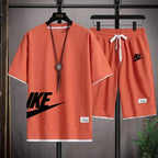 Fashionable, casual and trendy men's sportswear set, short-sleeved T-shirt and outdoor summer sports shorts set, new size M-3XL