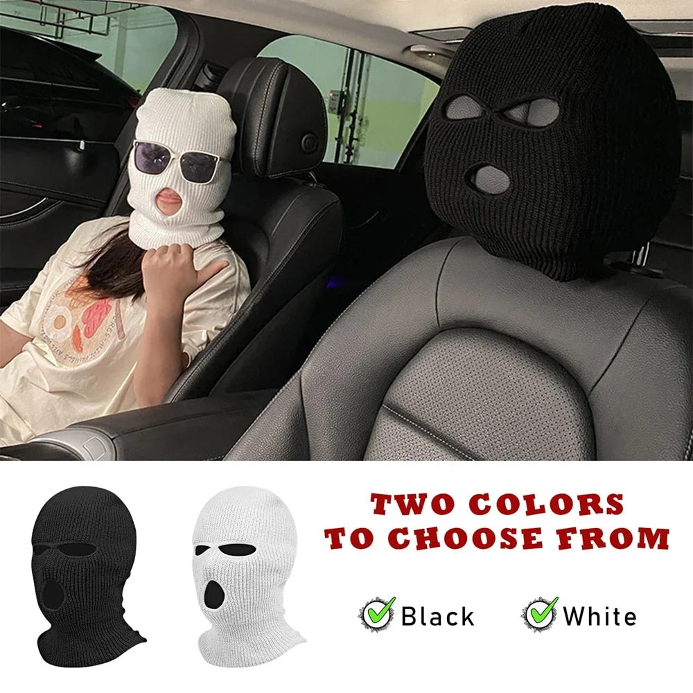 Universal Car Headrest Cover Car Seat Face Mask Ski Mask Halloween Christmas Funny Decoration for Tesla BMW Ford Volkswagen Kia