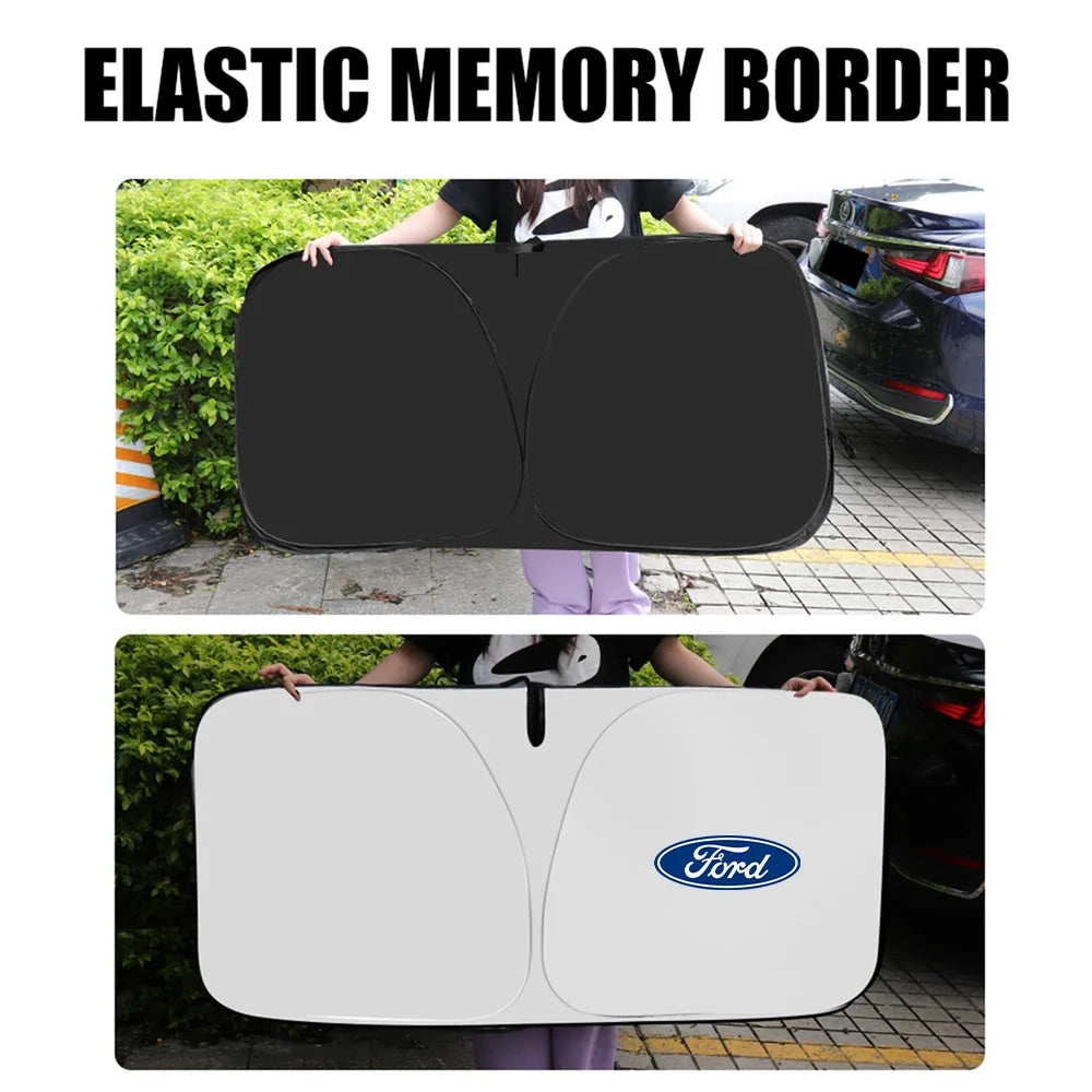 Car Folding Windshield Sunshade Sun Visor Cover UV Protection For Ford Focus Fiesta Kuga Mustang Mondeo Accessories Wheel hub