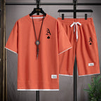 Fashionable casual men's sports suit short-sleeved T-shirt and outdoor summer sports shorts two-piece set daily casual