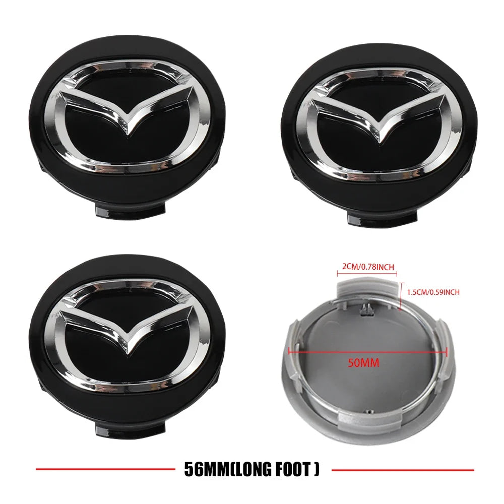 4Pcs 56MM Car Wheel Center Hub Cap Badge Accessor For Mazda Axela Demio Atenza CX CX3 CX7 CX30 CX60 CX9 2 3 4 323 MX3 MX6 RX3 MS